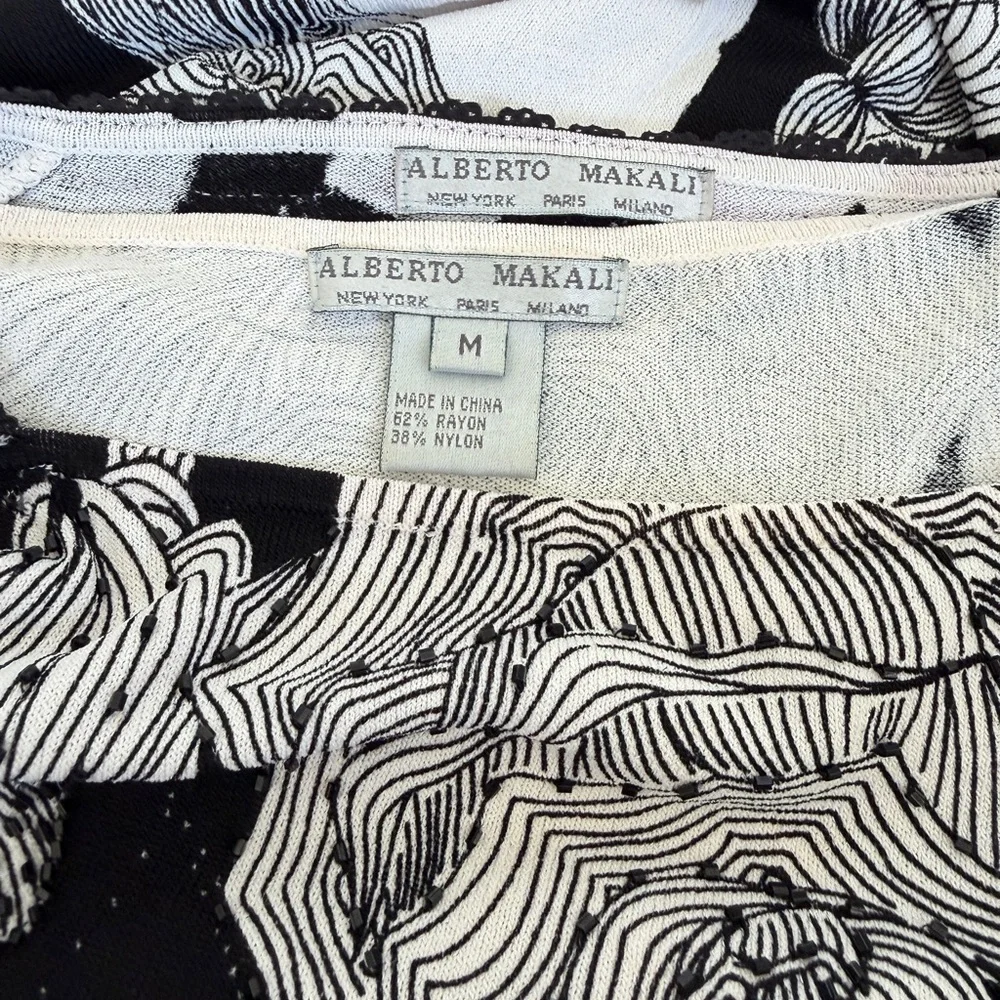 Alberto Makali Monochrome Floral Open Cardigan & Tank Top Set Sz M Romantic - Picture 14 of 16